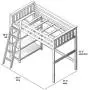 Max & Lily Solid Wood Twin-Size High Loft Bed with Bookcase, White