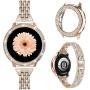 Mosonio Compatible with Galaxy Active 2 Watch Band with Case Women, Jewelry Replacement Metal Wristband Strap with Bling PC Protective Cover for Samsung Active 2 Watch Band 44mm(Rose Gold, 44mm)