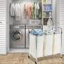 Seville Classics Mobile 3-Bag Heavy-Duty Laundry Hamper Sorter Cart