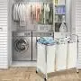 Seville Classics Mobile 3-Bag Heavy-Duty Laundry Hamper Sorter Cart