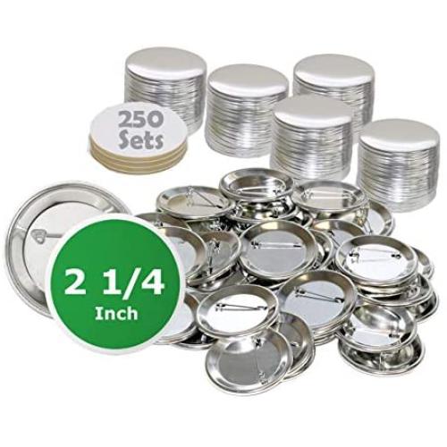 2.25 inch Round BackPin Buttons (250 Pack) Sets for Badge Making 2 1/4'' (56 mm)