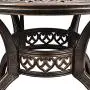 OKIDA 5 Piece Outdoor Cast Aluminum Patio Dining Set, Conversation Furniture Set for Patio Deck Garden with 4 Chairs and Round Table, Umbrella Hole, Flora and Lattice Design