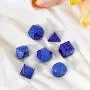 Hestya 7 Pieces Metal Dices Set DND Game Polyhedral Solid Metal D&D Dice Set with Storage Bag and Zinc Alloy with Enamel for Role Playing Game Dungeons and Dragons, Math Teaching (Blue Edge Purple)