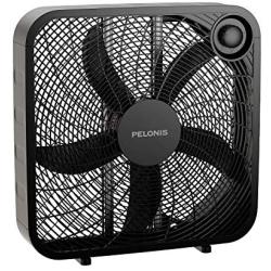 PELONIS PFB50A2ABB-V 3-Speed Box Fan for Full-Force Circulation with Air Conditioner, Black, 2020 New Model