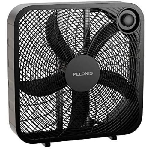 PELONIS PFB50A2ABB-V 3-Speed Box Fan for Full-Force Circulation with Air Conditioner, Black, 2020 New Model PELONIS PFB50A2ABB-V 3-Speed Box Fan for Full-Force Circulation with Air Conditioner, Black, 2020 New Model