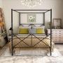 JURMERRY Metal Canopy Bed Frame with Ornate European Style Headboard & Footboard Sturdy Black Steel Holds 660lbs Perfectly Fits Your Mattress Easy DIY Assembly All Parts Included,Black Queen
