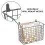 mDesign Portable Metal Farmhouse Wall Decor Storage Organizer Basket Bin with Handles for Hanging in Entryway, Mudroom, Bedroom, Bathroom, Laundry Room - Wall Mount Hooks Included, 2 Pack - Graphite