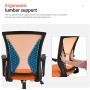 Mesh Office Chair Desk Chair Computer Chair with Lumbar Support Armrest Rolling Swivel Adjustable Ergonomic Task Chair for Adults(Orange)