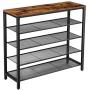 VASAGLE Shoe Rack, 5-Tier Shoe Storage Organizer with 4 Metal Mesh Shelves for 16-20 Pairs and Large Surface for Bags, for Entryway, Hallway, Closet, Industrial, Rustic Brown and Black ULBS15BX