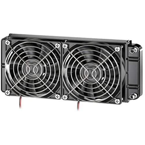 Clyxgs Water Cooling Radiator, 12 Pipe Aluminum Heat Exchanger Cooling Water Drain Row with Fan Radiator for Computer PC CPU CO2 Laser Water Cool System