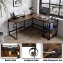 Nost & Host Switchable 59’’ L Shaped Corner Computer Desk with Free Monitor Stand & Headphone Rack, 94.5’’ 2 Person Extra Long Working Desk with Shelves, Home Office Gaming Table, Rustic Brown & Black