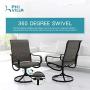 PHI VILLA 5 PCS Patio Dining Set, Outdoor Dining Table & Chair Set, 4 Swivel Chairs Padded Sling Fabric and 1 37''x 37'' Metal Steel Dining Table with Umbrella Hole, for Outdoor Kitchen Deck Garden Lawn