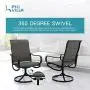 PHI VILLA 5 PCS Patio Dining Set, Outdoor Dining Table & Chair Set, 4 Swivel Chairs Padded Sling Fabric and 1 37''x 37'' Metal Steel Dining Table with Umbrella Hole, for Outdoor Kitchen Deck Garden Lawn