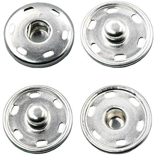 Sew on Snap Buttons 24 sets Metal Snaps Fasteners Press Studs for Sewing Clothing Bags Bathrobe Black And Silvery ( 3/4inch 19mm)