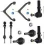 MILLION PARTS 8 Pcs Front Lower Upper Control Arm Ball Joints Compatible for 02-05 Dodge Ram 1500 Outer Tie Rod End Link Sway Bar Suspension Kit K7424 K7400 K7411 ES3538