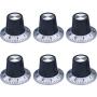 mxuteuk 6Pcs Black with Silver Potentiometer Control Knob Volume Audio Electric Guitar Bass Screw Type 29 x 18mm (dh) KNOB-C-2