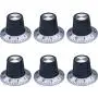 mxuteuk 6Pcs Black with Silver Potentiometer Control Knob Volume Audio Electric Guitar Bass Screw Type 29 x 18mm (dh) KNOB-C-2