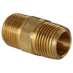 Anderson Metals 56122 -06 Brass Pipe Fitting, Hex Nipple, 3/8'' x 3/8'' NPT Male Pipe