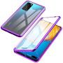 Jonwelsy Magnetic Adsorption Case for Huawei P40 Pro, 360 Degree Front and Back Clear Tempered Glass Flip Cover, Metal Bumper Frame for Huawei P40 Pro (Silver)