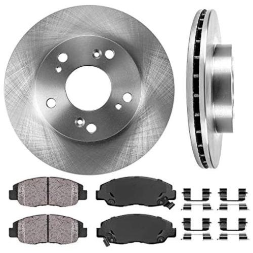 [ DX/LX/EX ] FRONT 261.6 mm Premium OE 5 Lug [2] Brake Disc Rotors + [4] Ceramic Brake Pads + Clips CRK12548
