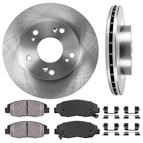 [ DX/LX/EX ] FRONT 261.6 mm Premium OE 5 Lug [2] Brake Disc Rotors + [4] Ceramic Brake Pads + Clips CRK12548