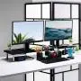 Large Dual Monitor Stand for Computer Screens - Solid Bamboo Riser Support The Heaviest Monitors, Printers, Laptops or TVs - Perfect Shelf Organizer for Office Desk Accessories & TV Stands (Black) Large Dual Monitor Stand for Computer Screens - Solid Bamboo Riser Support The Heaviest Monitors, Printers, Laptops or TVs - Perfect Shelf Organizer for Office Desk Accessories & TV Stands (Black)