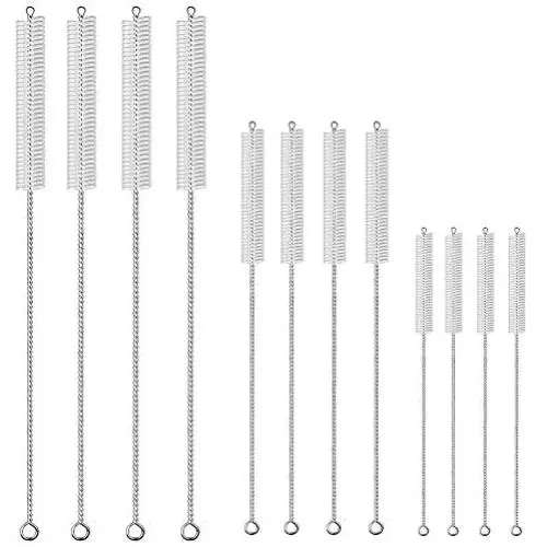 Extra Long 12 Pieces Drinking Straw Cleaning Brush Kit, 12 Inches, 10 Inches and 8 Inches Straw Cleaner, Bendable Straw Brush For Multiple Size Straws