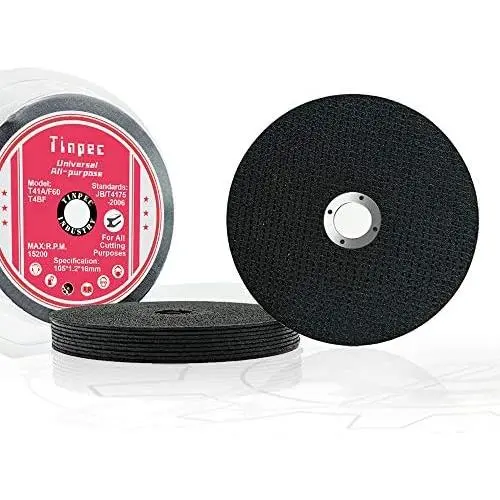 Cutting Wheels 10/25/50/100, Tinpec 4’Cut-off Discs Universal Type General Purpose Ultra Aggressive Cut-off Angle Grinder Wheels with Double Fiberglass Meshes for Stainless Steel Metal Wood (10) Cutting Wheels 10/25/50/100, Tinpec 4’Cut-off Discs Universal Type General Purpose Ultra Aggressive Cut-off Angle Grinder Wheels with Double Fiberglass Meshes for Stainless Steel Metal Wood (10)