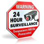 Signs Authority Reflective Warning 24 Hour Surveillance No Trespassing Metal Sign for Home Business Video Security CCTV Camera 12” by 12” Aluminum