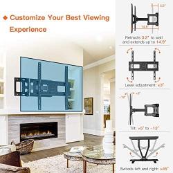 Perlegear TV Wall Mount Bracket Full Motion Dual Swivel Articulating Arms Extension Tilt Rotation, Fits Most 26-60 Inch LED, LCD, OLED Flat&Curved TVs, Max VESA 400x400mm