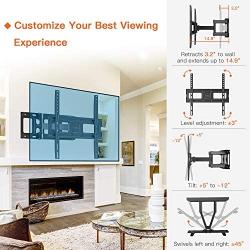 Perlegear TV Wall Mount Bracket Full Motion Dual Swivel Articulating Arms Extension Tilt Rotation, Fits Most 26-60 Inch LED, LCD, OLED Flat&Curved TVs, Max VESA 400x400mm