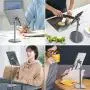 Sturdy Cell Phone Stand & Tablet Holder - Adjustable Height- Angle Metal iPhone Holder for Desk & Kitchen- Strong Alloy for All Devices- Tablet iPad Stands and Holders iPad Stand iPhone Stand