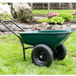 Garden Star 70005 Large Steel Tray Yard Rover Wheelbarrow, Green/Black