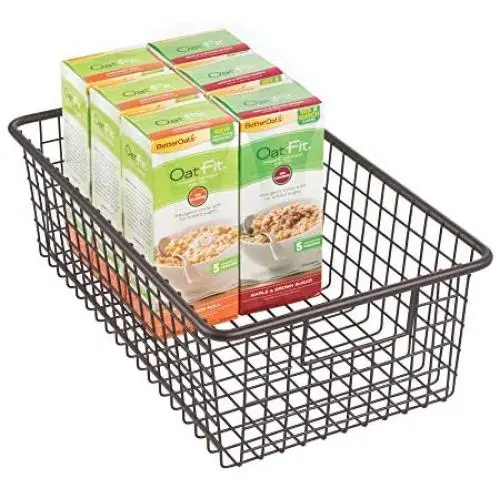 mDesign Modern Farmhouse Metal Wire Storage Organizer Bin Basket with Handles for Kitchen Cabinets, Pantry, Closets, Bedrooms, Bathrooms - 16.25'' Long - Bronze mDesign Modern Farmhouse Metal Wire Storage Organizer Bin Basket with Handles for Kitchen Cabinets, Pantry, Closets, Bedrooms, Bathrooms - 16.25'' Long - Bronze
