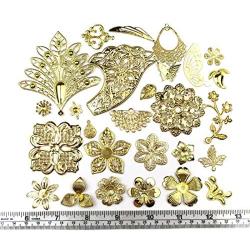 ALL in ONE Mixed Antique Bronze/Gold/Platinum Alloy Pendants Beads Charms Chains Connectors Jewelry Findings 50 Grams