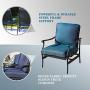 Festival Depot 2 of Outdoor Patio Bistro Arm Dining Chairs with Cushions Set Premium Fabric Metal Frame Furniture Set Garden Dining Seating Chair Thick & Soft Cushions (Blue)