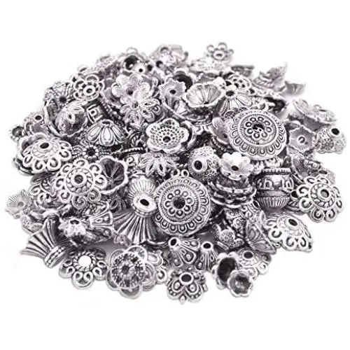 160-210pcs Bali Style Jewelry Making Metal Bead Caps Deluxe New Mix, 100 Gram,Tibetan Silver 160-210pcs Bali Style Jewelry Making Metal Bead Caps Deluxe New Mix, 100 Gram,Tibetan Silver
