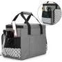 Yarwo Sewing Machine Carrying Case with Bottom Wooden Board, Universal Sewing Machine Tote Compatible with Most Standard Sewing Machine and Accessories, Gray with Grid