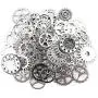 Yueton 100 Gram (Approx 70pcs) Antique Steampunk Gears Charms Clock Watch Wheel Gear for Crafting (Silver) Yueton 100 Gram (Approx 70pcs) Antique Steampunk Gears Charms Clock Watch Wheel Gear for Crafting (Silver)