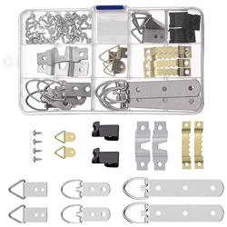 Picture Hooks,Picture Hanger 76 Pieces Silver Assorted Picture anging Hooks Kit with Screws in Plastic Storage Box for Home Office Photo Picture Painting Hanging