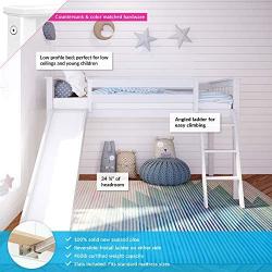 Max & Lily Solid Wood Twin-Size Low Loft Bed with Slide, White