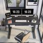 FEZIBO Electric Height Adjustable Standing Desk with Drawer, 55 x 24 Inches with Splice Board, Black Frame/Black Top