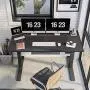 FEZIBO Electric Height Adjustable Standing Desk with Drawer, 55 x 24 Inches with Splice Board, Black Frame/Black Top