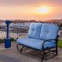Giantex Loveseat Outdoor Patio Rocking Glider Cushioned 2 Seats Steel Frame Furniture (Navy)