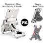 vicelecus Motorcycle Phone Mount, Adjustable Anti Shake Metal Bike Phone Holder for iPhone X/8/7/6 Plus Samsung Galaxy S9/S8/S7/S6 GPS, Holds Devices up to 3.7'' Width (Silver)
