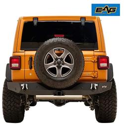 EAG Full Width Rear Bumper with Parking Sensor Mount Bracket and D-Ring Fit for 18-21 Wrangler JL