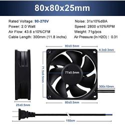 Wathai EC Axial Fan AC 110V 115V 120V 220V 240V Brushless Cooling Fan 80mm x 25mm