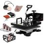 SmarketBuy Heat Press 15x15 Inch Digital Sublimation T-Shirt Heat Press Machine for Hat Mug Plate 8 in 1 Black (8-in-1)