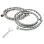 Washing Machine Hoses (4FT) - Universal Fit - (2 Pack) 90 Degree Braided Stainless Steel Water Supply Line - Burst Proof - Includes Wrench for Easy Installation