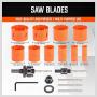 Bi-Metal Hole Saw Kit, HORUSDY 16-Piece General Purpose 3/4'' to 2-1/2'' Set with Case, Durable High Speed Steel (HSS), Ideal for Rapid Cutting of Metal, Wood, Plastic, Dry Wall.